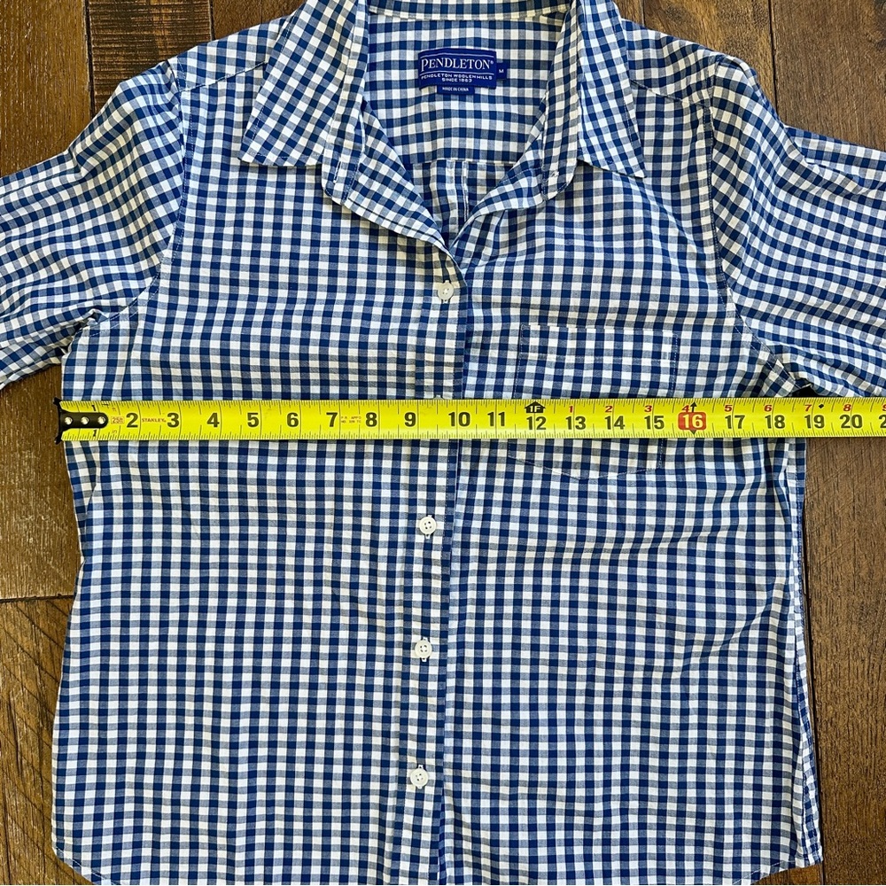 Pendleton Fitted Blue Gingham Button Down Long Sl… - image 5